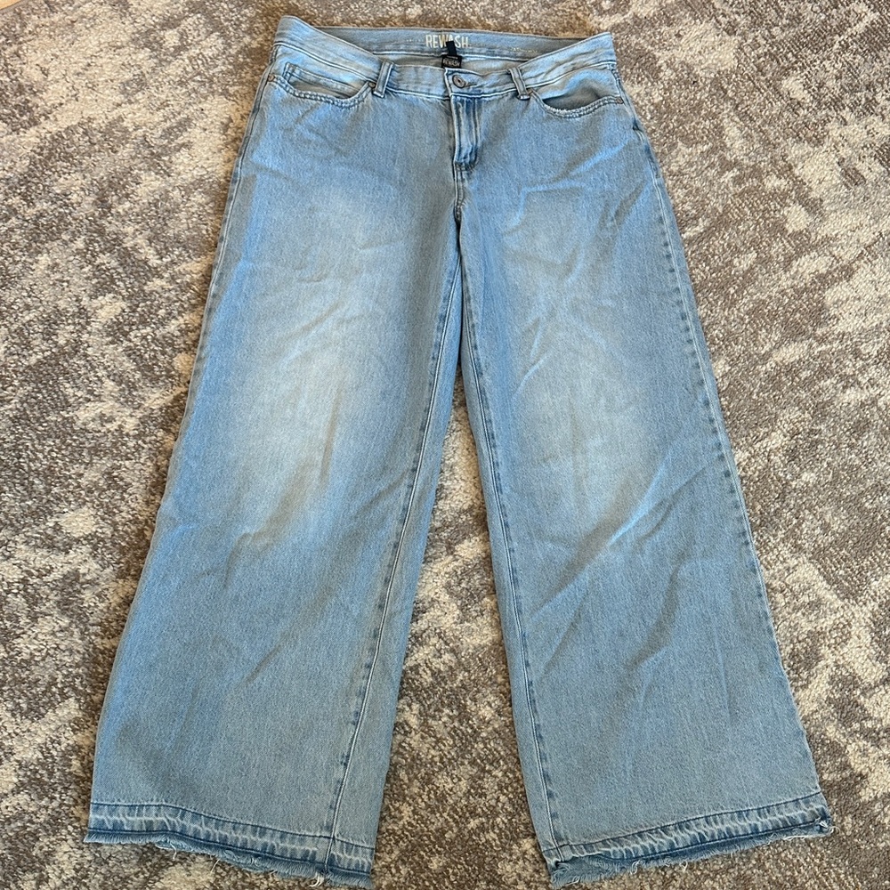 Rewash Sky Blue Wide Leg Distressed Light Wash Jeans